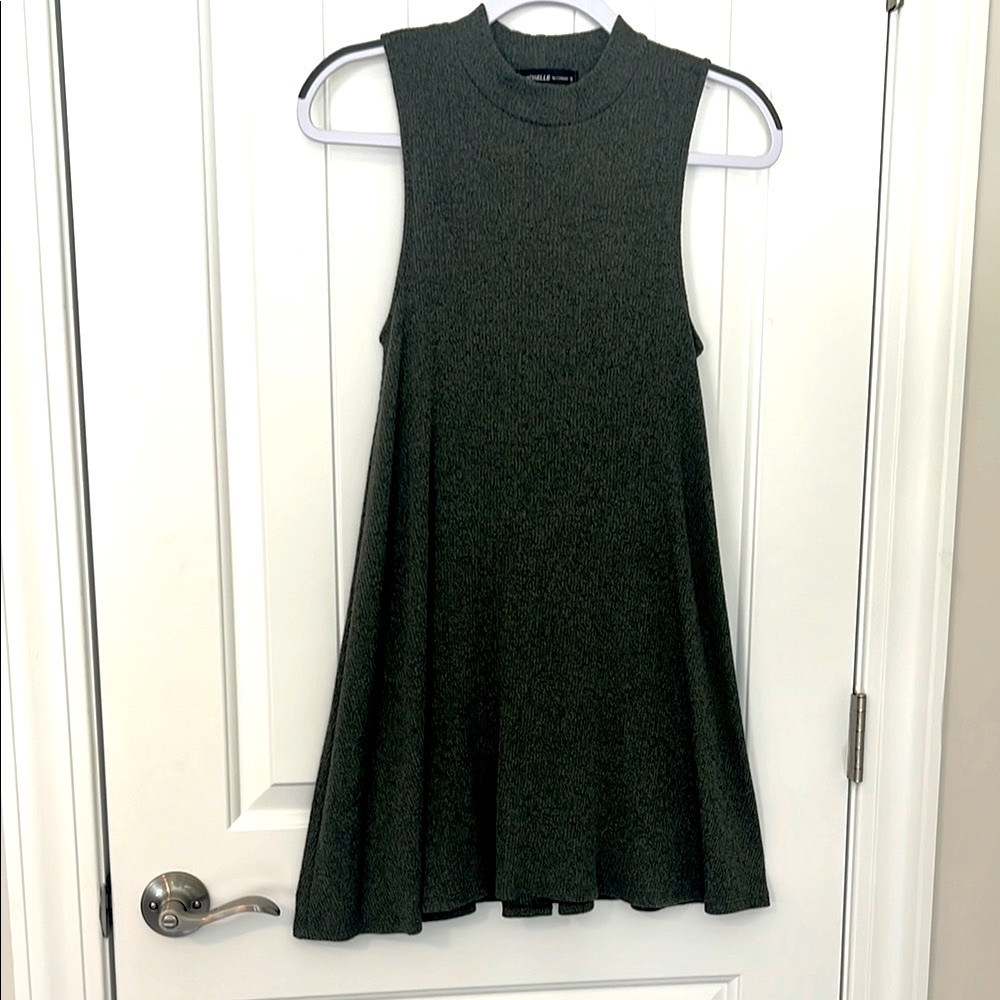 Michelle by commune,Sz M, olive green, high neck, sleeveless dress